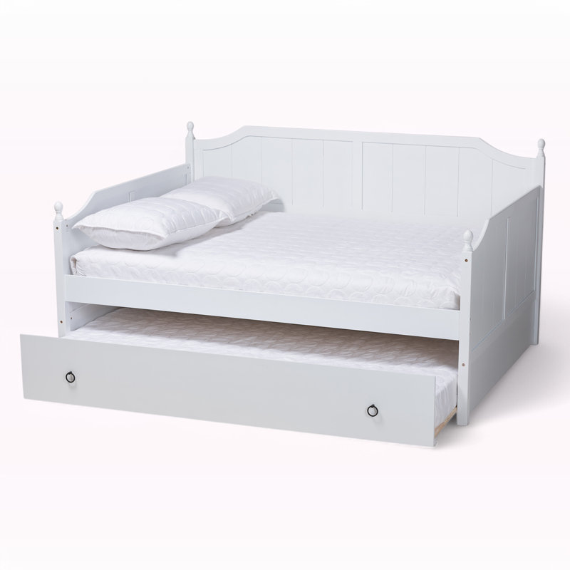 Isola Full Size Daybed with Trundle in White Finish, 41.79'' H X 78.14'' L X 55.81'' W, White