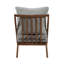 Élégant fauteuil d'appoint en chenille grise avec coussin en mousse et structure en bois d'hévéa brun-134540766