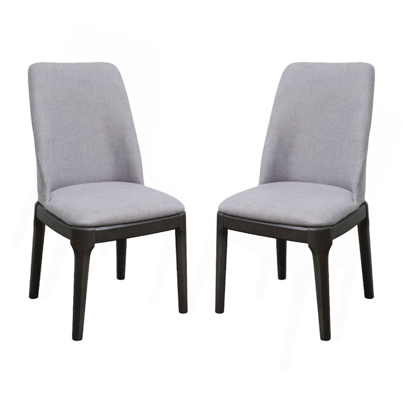 Ensemble de 2 chaises de salle à manger avec siège et dossier rembourrés en lin gris clair et chêne gris