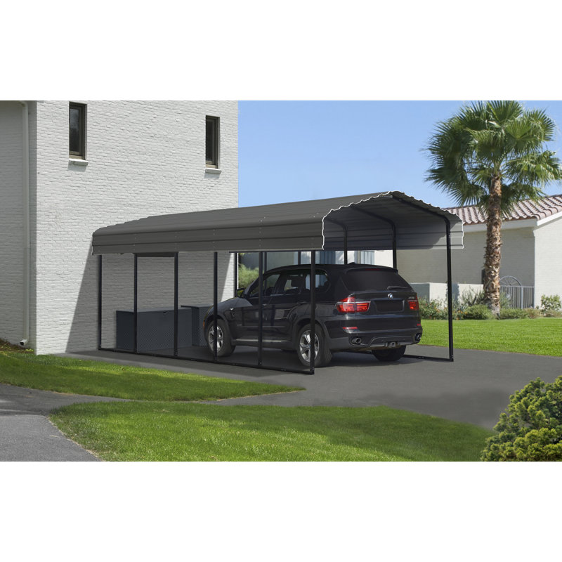 Galvanized Steel Carport, 10X24X9, Charcoal