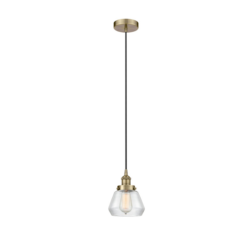 Luminaire suspendu conique à 1 lumière Cahn, Laiton antique, Transparent