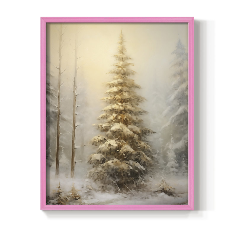 «Christmas Holiday Art», reproduction encadrée en bois massif, H 15 po x l 12 po, Rose