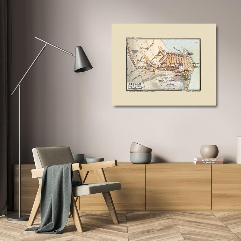 Art sur toile tendue Lark Manor ™ Baedeker, Cefalu, Sicile, Italie - Baedeker 1880 ITIT0150, H 20 po x l 24 po