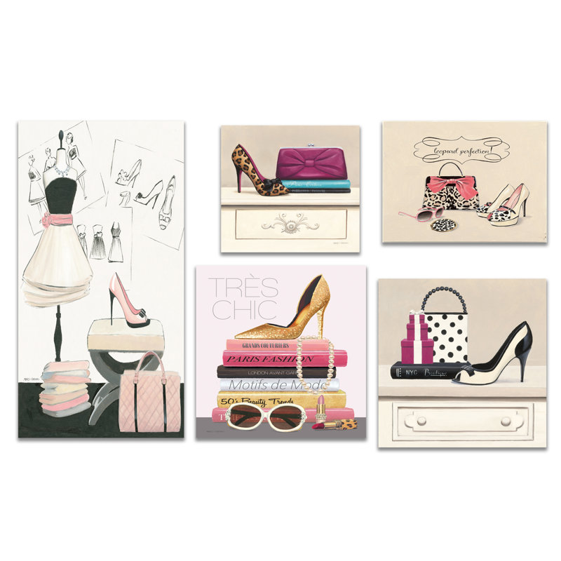 Ensemble de 5 reproductions murales glam style collection sur toile