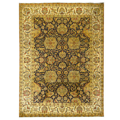 Tapis noir noué à la main de haute qualité