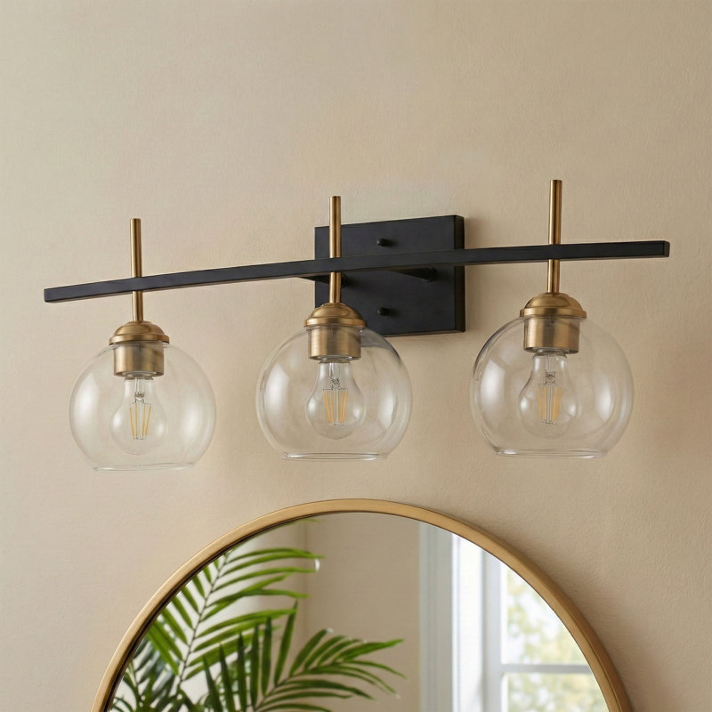 3-lamp Dimmable Clear Glass Vanity Light