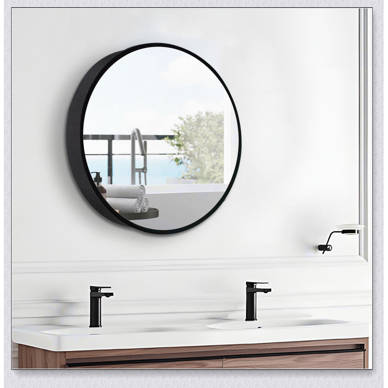 24X24 Inch Black Metal Framed Wall Mount Bathroom Medicine Cabinet With Mirror