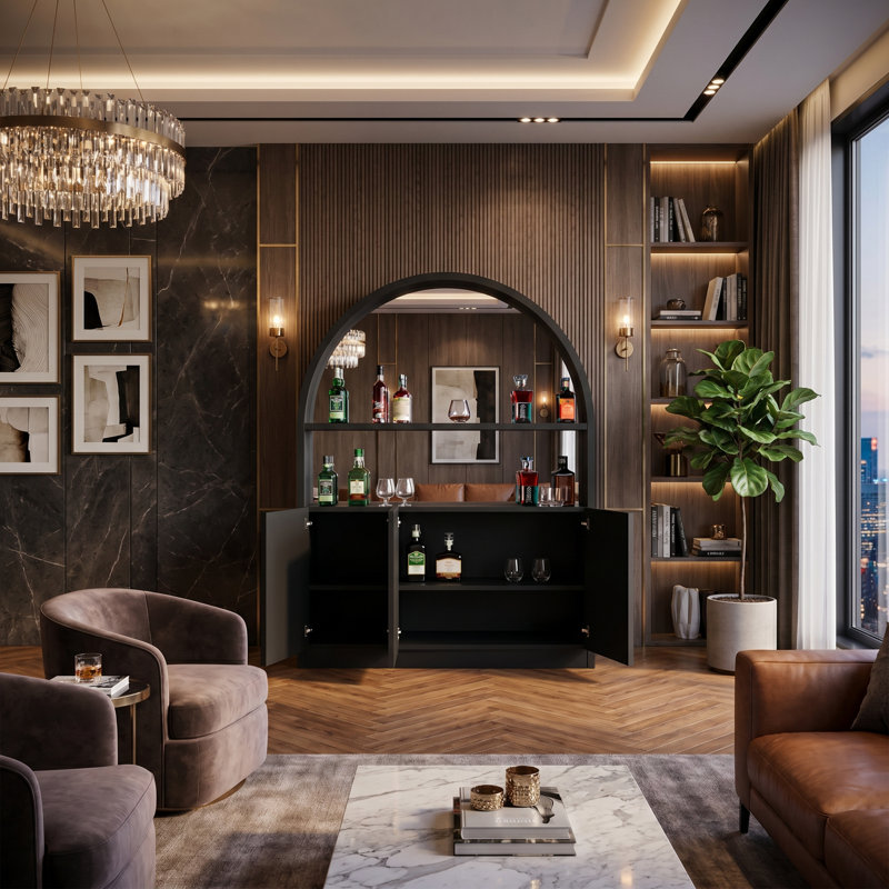 Barre arrière Prohibition Series - Noyer By RAM Game Room By RAM Game Room, Noir, noir, noir, noir