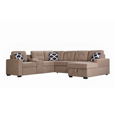 Multifunctional Modular L - Shaped Sectional Sofa With Built - In Cup Holders, Hidden Storage Compartments And Convertible Seating Design