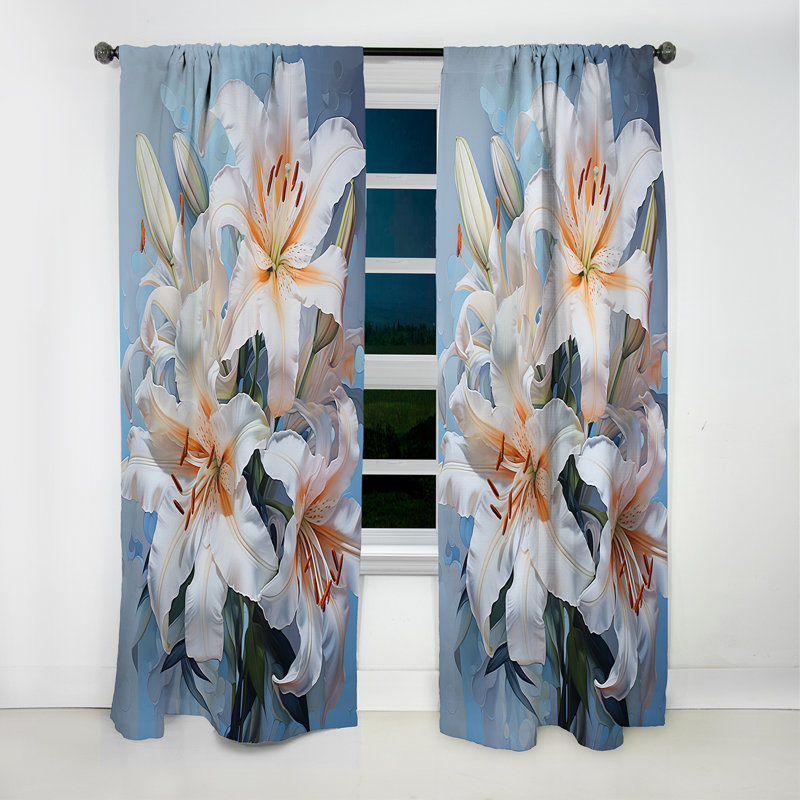 Vivaldi - Rideau occultant floral lys - 1 panneau, 52" W x 108" L