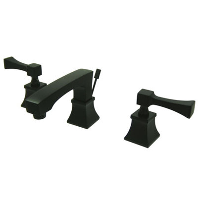 Towne Square Double Handle Widespread Bathroom Faucet with Brass Pop-Up Drain
