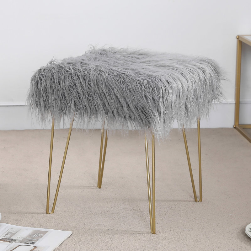 Repose-pieds large 16,3 po, Grey Faux Fur
