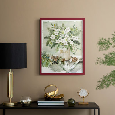 «Merry Christmas Bouquet», reproduction encadrée - bois massif