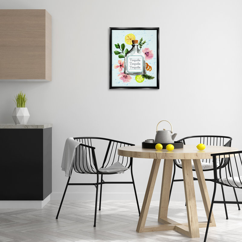  Art floral sur toile Floater, Cadre flottant noir de jais, H 21 po x l 17 po