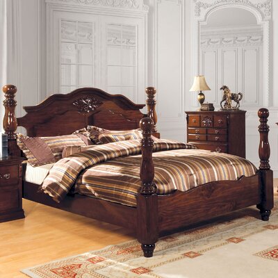 Kansas Four Poster Solid Wood Low Profile Standard Bed -  Fleur De Lis Living, 5036F17AF26941F19BCC66BC4B0875BE