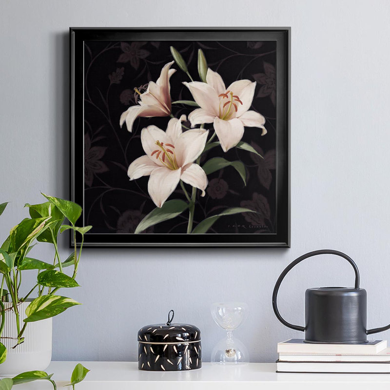 Lily Elegante - peinture sur toile encadrée, H 30,5 po x l 30,5 po x P 1,5 po, Noir