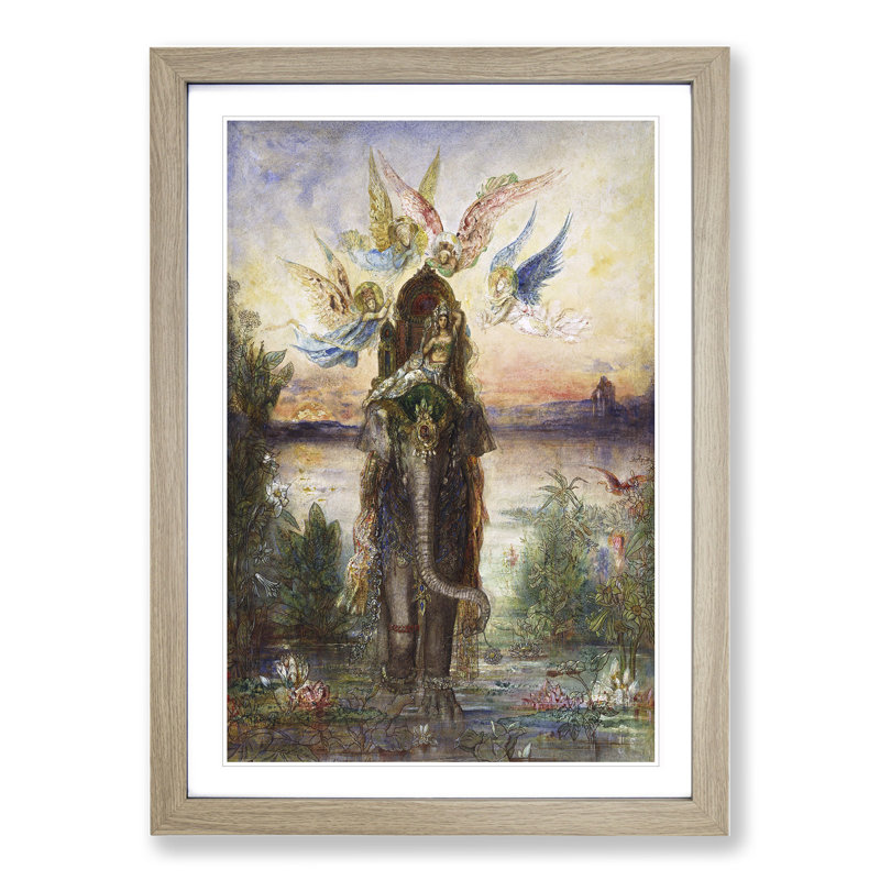 The Sacred Elephant by Gustave Moreau - Framed Print, 65cm H x 48cm W x 2cm D, Oak Framed