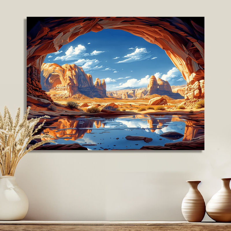 «Arches National Park Desert Caves Landscape II - Canyon», reproduction d'art, H 30 po x l 40 po x P 1,5 po, Métal métal