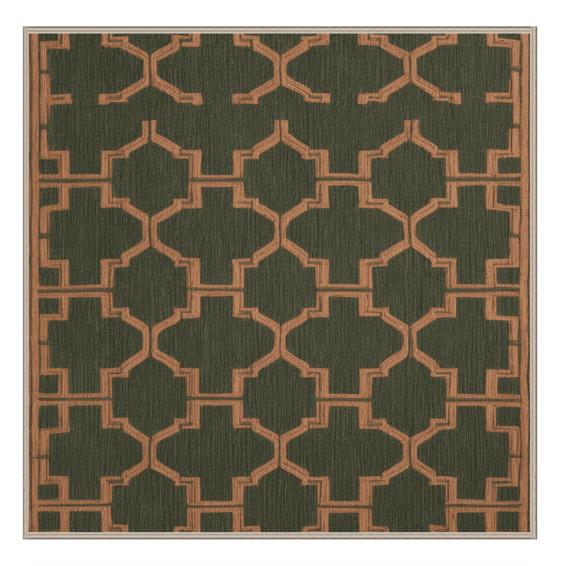 Tapis brun treillis lavable à la machine, Carré 6 pi