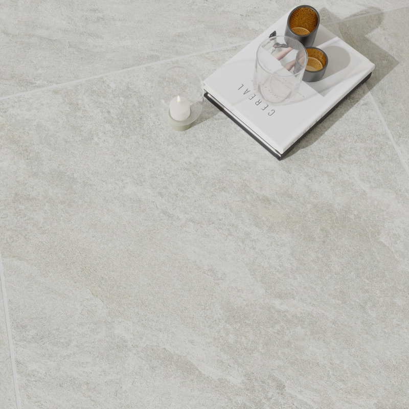 Italian Quarzia Porcelain 24"x 24"x 9mm Floor and Wall Tile Case - (4 PCS, 16 Sq. Ft.), Gray