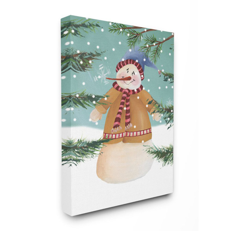 « bonhomme de neige », impression sur bois, Toile tendue, H 40 po x l 30 po