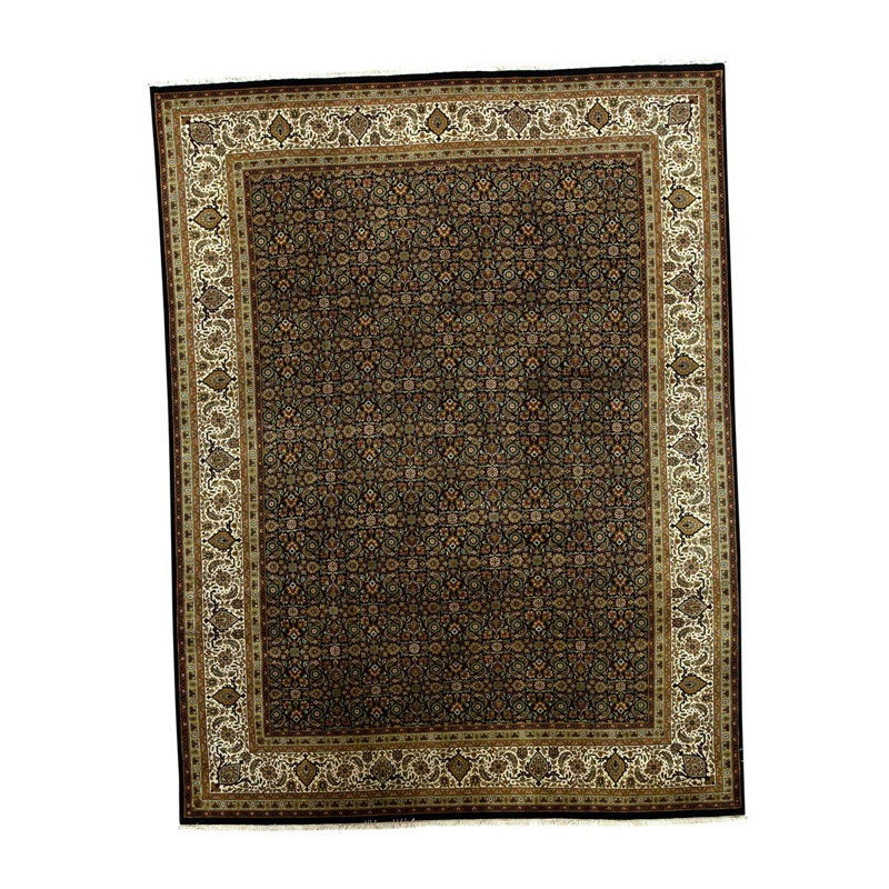 Tapis oriental brun / ivoire noué à la main