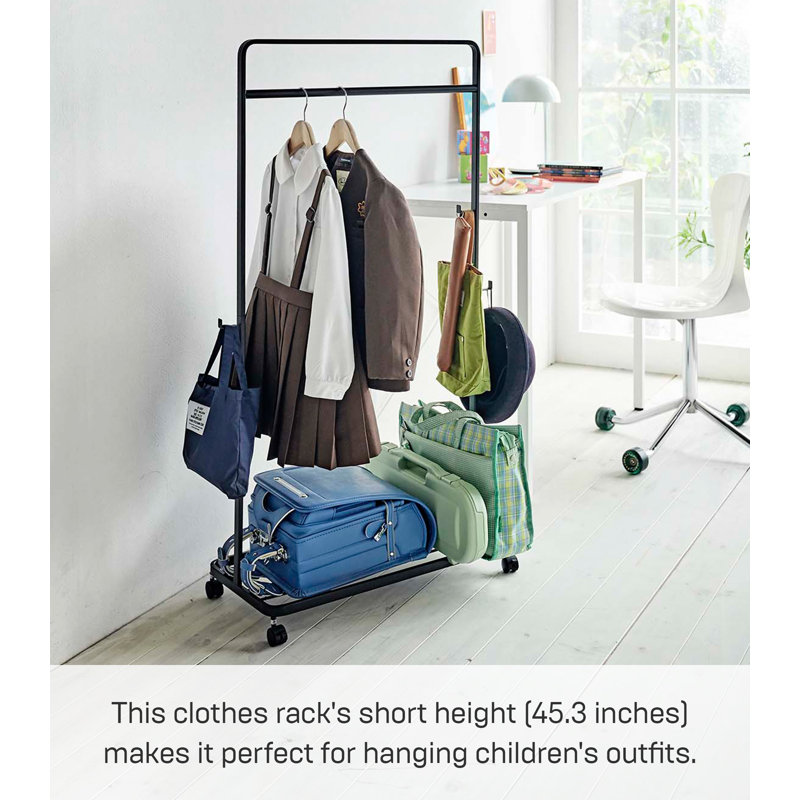 Black Steel Kids' Portable Rolling Coat Rack, 45" H