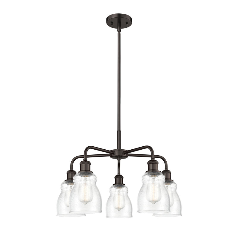 Lustre en forme de cloche à intensité variable en acier à 5 lumières Penaflor, Bronze huilé
