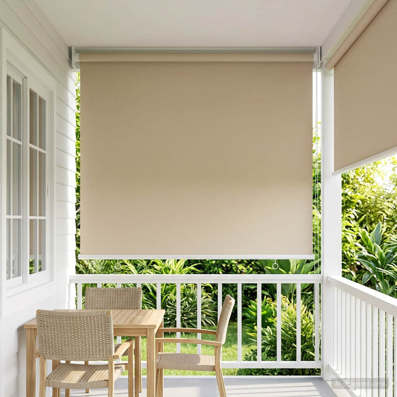 Roller Blind, 80" W x 230" L, Beige