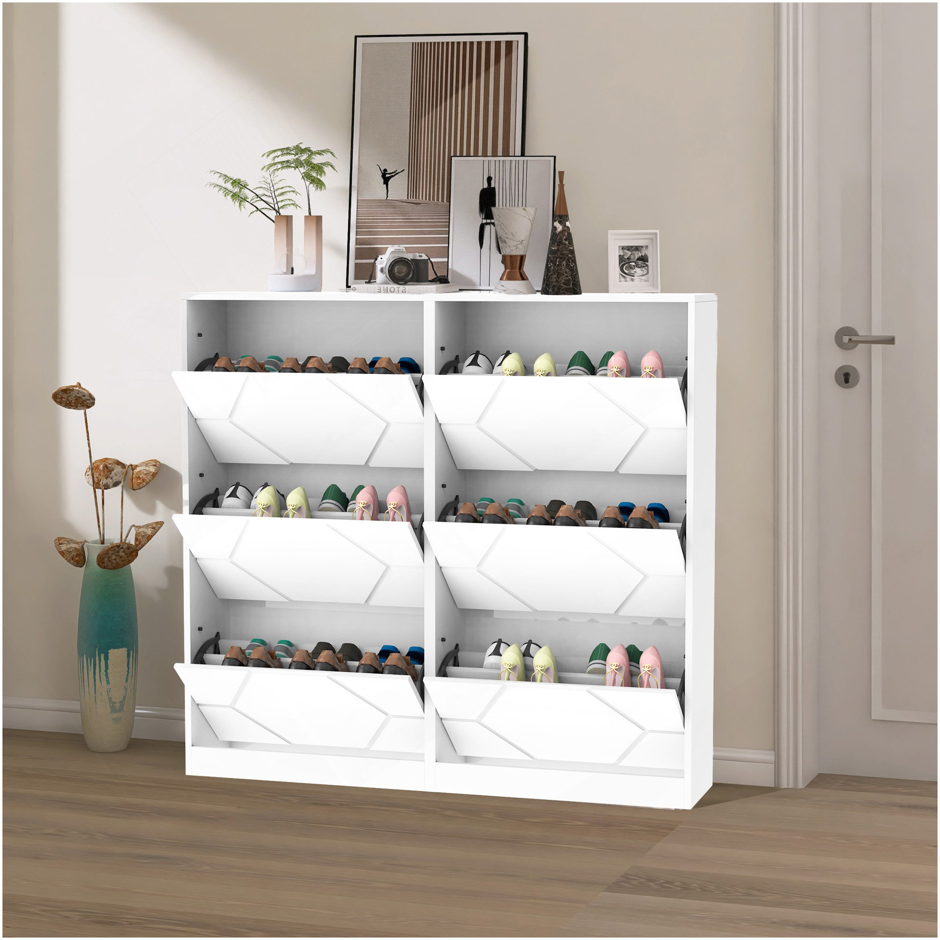 Wrought Studio Shoe Storage Cabinet For Entryway, 6 Tiers Shoe ...