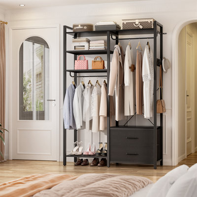 Porte-vêtements sur pied avec armoire à 2 tiroirs Jeremyiah