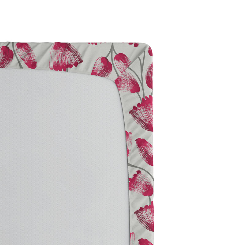 Drap-housse Ambesonne, Drap-housse simple TG, Magenta, gris taupe / floral