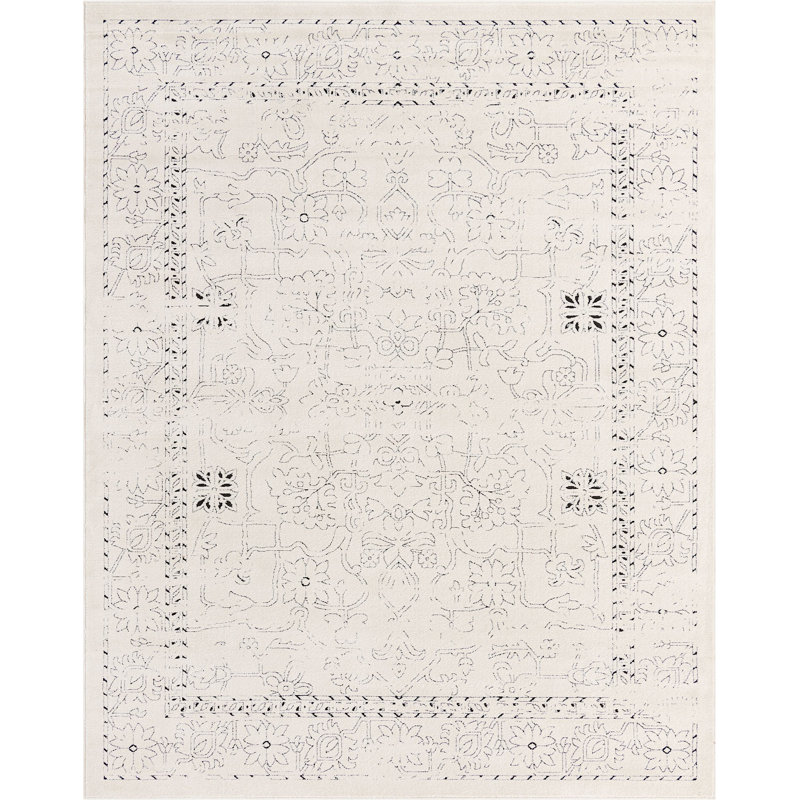 Tapis traditionnel Mekalah beige oriental, Rectangle 7 pi 10 po x 10 pi