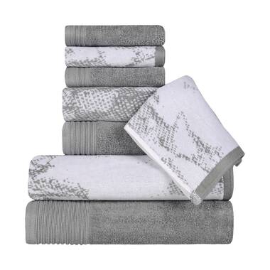 Lavish Home Rio 8 Piece 100% Cotton Towel Set - White & Silver