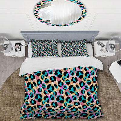 Colorful Tiger Striped Polyester Animal Print Duvet Cover