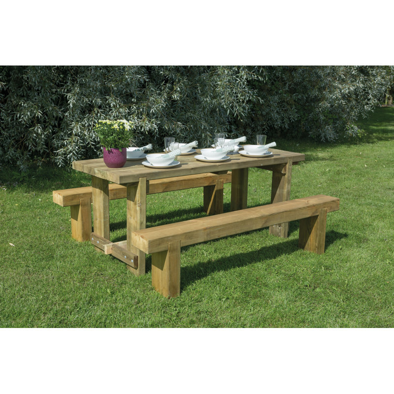 Refectory 4 - Person Wood Patio Dining Set with Rectangular Table, H75 x L180 x W75cm