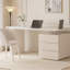Bureau courbé blanc avec 3 tiroirs-108582135