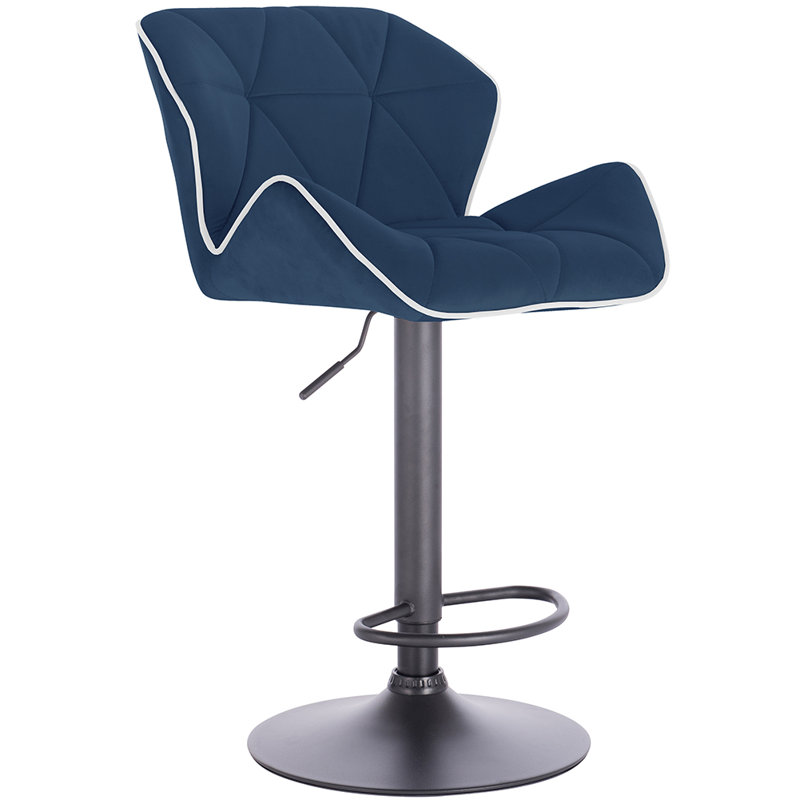 Everill Swivel Adjustable Height Counter Stool with Metal Frame, Navy Blue/White