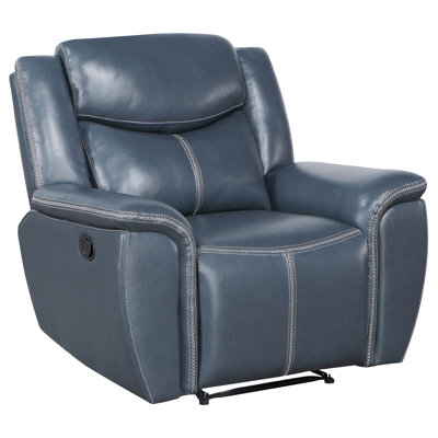 Romanson Upholstered Padded Arm Recliner Chair Blue