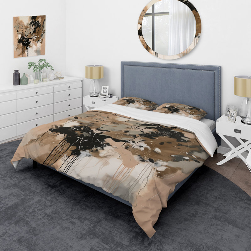 Ensemble de housse de couette en microfibre / polyester Brown Colorful Symmetry I Bedding