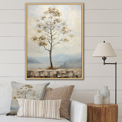 «Soft Neutral Tones Tree Oak Harmony III», reproduction sur toile encadrée