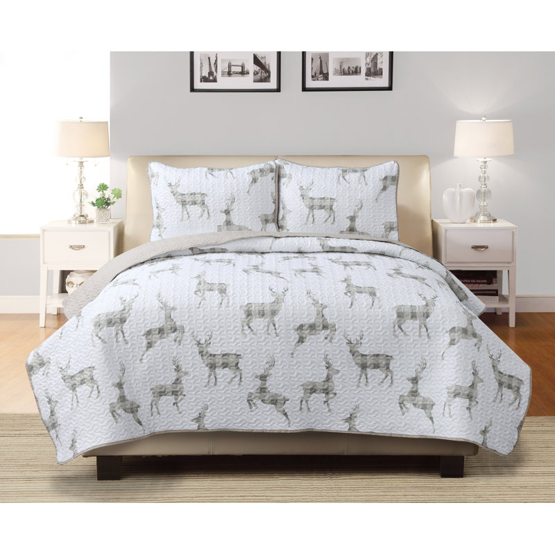 Castellon Microfiber Animal Print Sheet Set, King, Gray/White