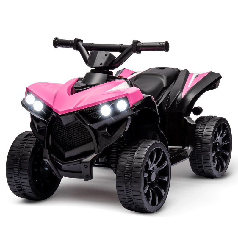 VTT pour enfants 4 roues, jouet 6V avec vitesse maximale de 1,8 mi / h, roues résistantes à l'usure, lumières DEL, Rose