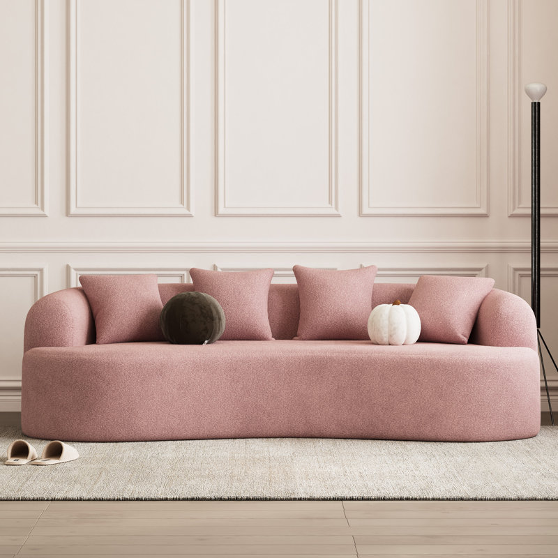 Canapé incurvé désossé en mousse à haute densité et sans assemblage requis, H 24,5 po x l 106,5 po x P 41 po, 3, Orange