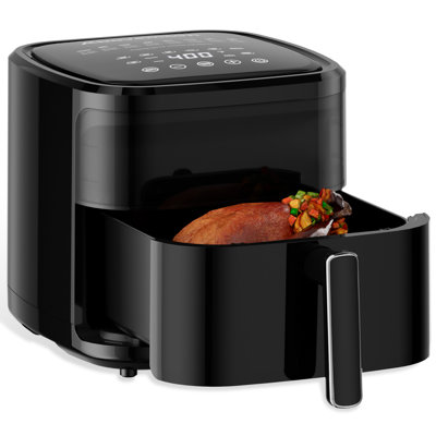 Friteuse d'air AboveMoon 6QT XL, séchoir à air 8 en 1 pour un repas facile et rapide, technologie de croustillant rapide et rapide, commandes tactiles, température réglable de 180 à 400 ° F, panier antiadhésif et lavable au lave-vaisselle - noir