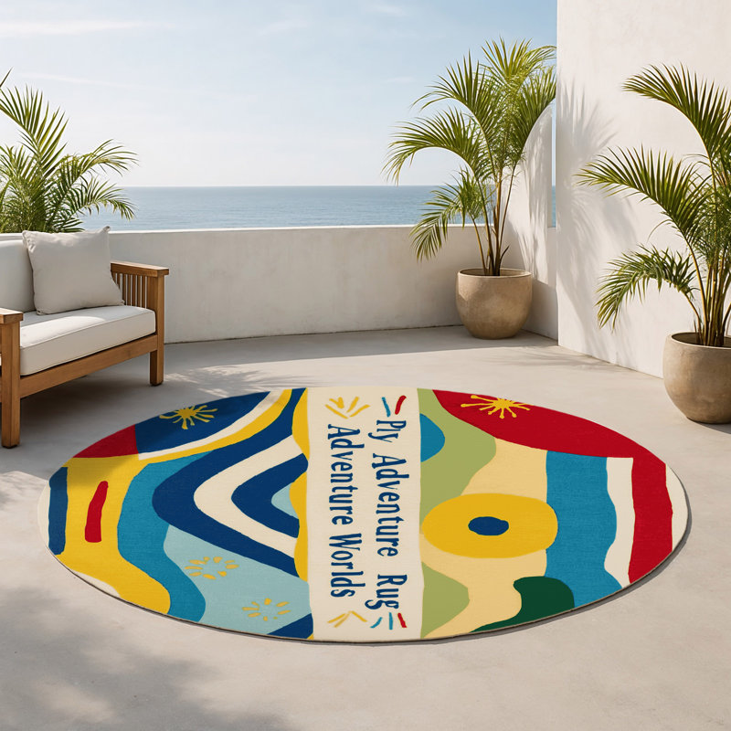 Tapis intérieur et extérieur Fizzy Slide, Rond 5 pi
