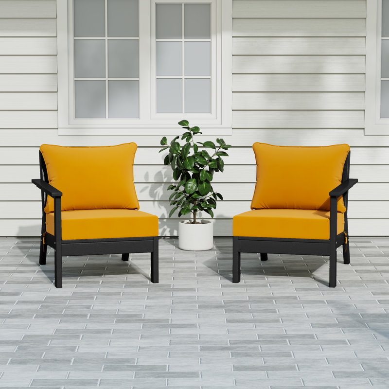 Ensemble de sièges profonds avec coussins, Yellow, Black