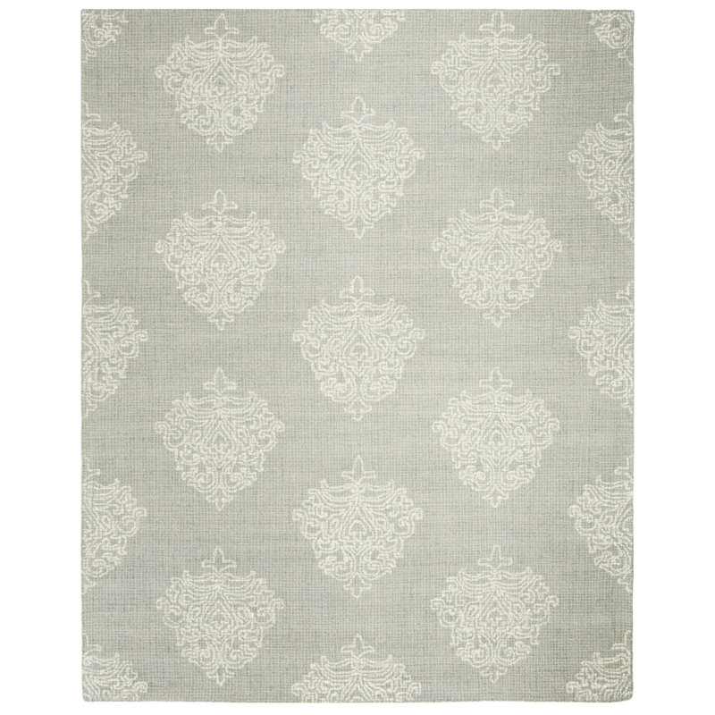 Galien Hand Tufted Wool Damask Rug, Rectangle 8' x 10'
