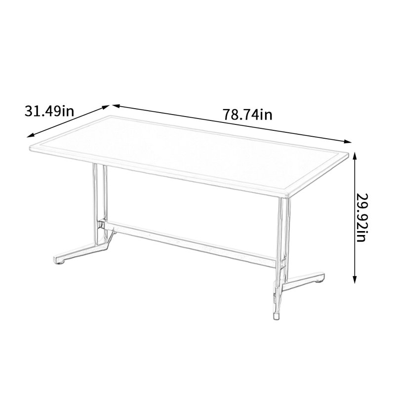 Conception créative du bureau rectangulaire moderne, H 29,92 po x l 78,74 po x P 31,49 po