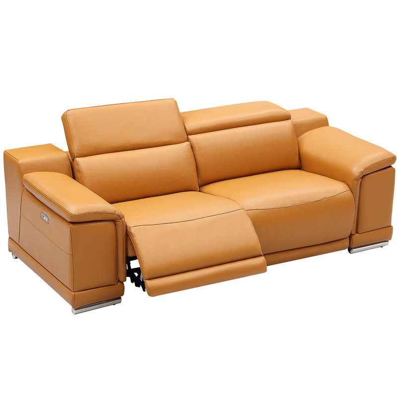 Leather Reclining sofa, Camel Genuine Leather